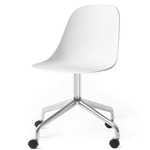 Harbour Swivel Side Chair with Casters - Polished Aluminum / White