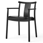 Merkur Upholstered Seat Dining Chair - Black Oak / Dakar Black Leather