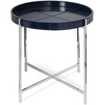 Derby Tray Table - Polished Nickel / Blue