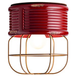 Retro Industrial Cage Ceiling Light - Vintage Bordeaux