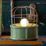 Retro Industrial Cage Table Lamp - Vintage Salvia
