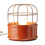 Retro Industrial Cage Table Lamp - Vintage Orange