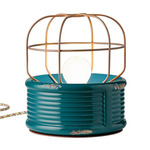 Retro Industrial Cage Table Lamp - Vintage Green