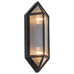 Cairo Outdoor Wall Sconce - Textured Black / Clear Ribbed