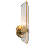 Cairo Torch Bathroom Vanity Light - Vintage Brass / Clear Ribbed