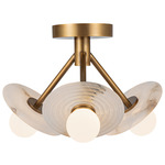 Dahlia Semi Flush Ceiling Light - Vintage Brass / Alabaster