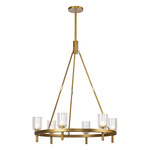 Lucian Round Chandelier - Vintage Brass / Clear