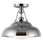 Palmetto Semi Flush Ceiling Light - Polished Nickel / Glossy Opal