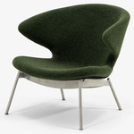 Ella Lounge Chair - Stainless Steel / Moss Boucle