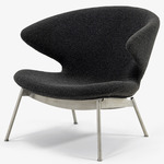 Ella Lounge Chair - Stainless Steel / Slate Boucle