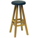 Oki-Nami Counter / Bar Stool - Natural Oak / Black Leather