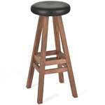 Oki-Nami Counter / Bar Stool - Walnut / Black Leather