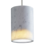 Solid Cylinder Pendant - White / Carrara Marble