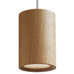 Solid Cylinder Pendant - White / Natural Oak