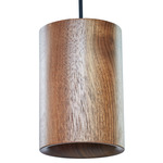 Solid Cylinder Pendant - White / Walnut