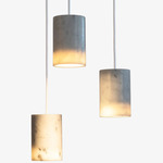 Solid Cylinder Multi Light Pendant - White / Carrara Marble