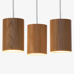 Solid Cylinder Multi Light Pendant - White / Walnut