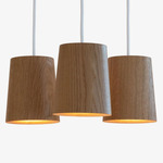 Solid Cone Multi Light Pendant - White / Natural Oak