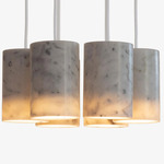 Solid Cylinder Multi Light Pendant - White / Carrara Marble