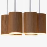 Solid Cylinder Multi Light Pendant - White / Walnut