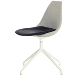 Ziba Chair - White / Light Grey Fabric / Black Leather