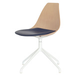 Ziba Chair - White / Oak Veneer / Black Leather