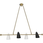 Calyx Linear Chandelier - Natural Brass / Black / Stark White