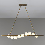 Nautilus Linear Chandelier - Natural Brass / Satin