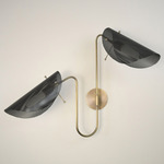 Tulle 2 Light Wall Sconce - Natural Brass / Black