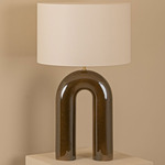 Arko Table Lamp - Green Ceramic / Ecru Cotton