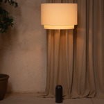 Duoblo Pendolo Floor Lamp - Black Marble / Ecru Cotton