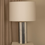Parizo Table Lamp - Black / White Marble / Ecru Cotton