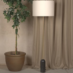 Pendolo Drum Floor Lamp - Black Marble / Ecru Cotton