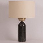 Peona Table Lamp - Black Marble / Ecru Cotton