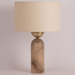 Peona Table Lamp - Tobacco Alabaster / Ecru Cotton