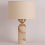 Peona Table Lamp - White Alabaster / Ecru Cotton