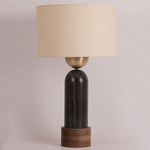 Peona Kelo Drum Table Lamp - Black Marble / Ecru Cotton