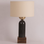 Peona Kelo Drum Table Lamp - Black Marble / Ecru Cotton