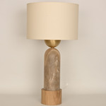 Peona Kelo Drum Table Lamp - Tobacco Alabaster / Ecru Cotton