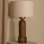 Peona Kelo Drum Table Lamp - Walnut / Ecru Cotton