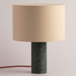 Pipito Drum Table Lamp - Green Marble / Ecru Cotton