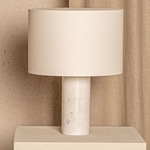 Pipito Drum Table Lamp - White Marble / Ecru Cotton