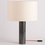 Pipo Drum Table Lamp - Black Marble / Ecru Cotton