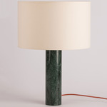 Pipo Drum Table Lamp - Green Marble / Ecru Cotton