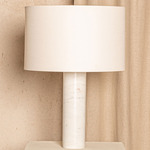 Pipo Drum Table Lamp - White Marble / Ecru Cotton