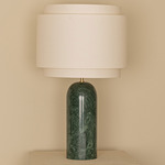 Pura Table Lamp - Green Marble / Ecru Cotton