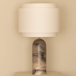 Pura Table Lamp - Tobacco Alabaster / Ecru Cotton