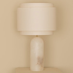 Pura Table Lamp - White Alabaster / Ecru Cotton