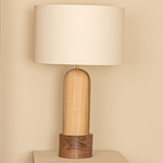Pura Kelo Drum Table Lamp - Oak / Ecru Cotton