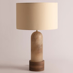 Pura Kelo Drum Table Lamp - Tobacco Alabaster / Ecru Cotton